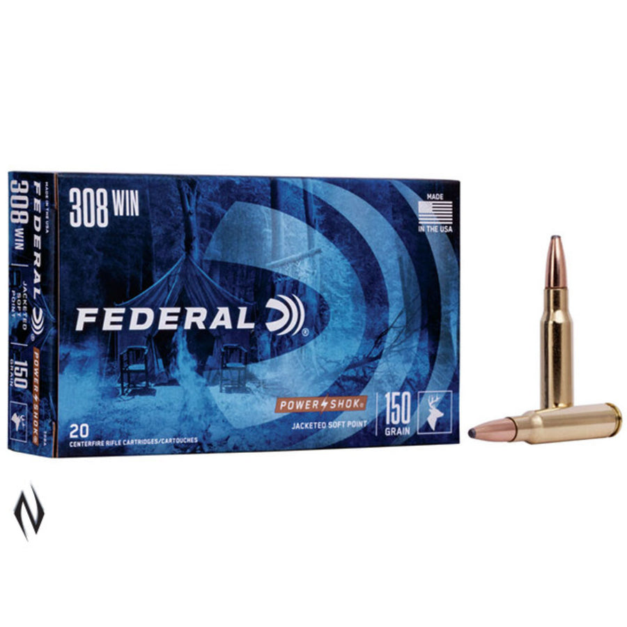 Federal Power-Shok 308 Win 150 Grain - Soft Point - Centrefire Ammo - 20 Rounds .308 WIN