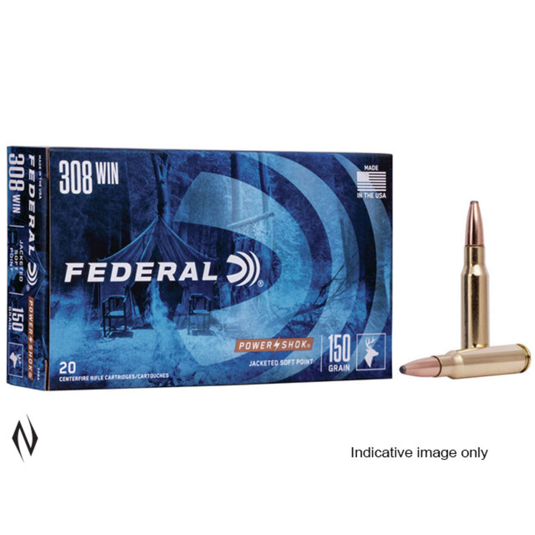 Federal Power-Shok 308 Win 180 Grain - Soft Point - Centrefire Ammo - 20 Rounds .308 WIN