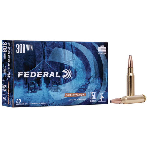 Federal Power-Shok 308 Win 180 Grain - Soft Point - Centrefire Ammo - 20 Rounds