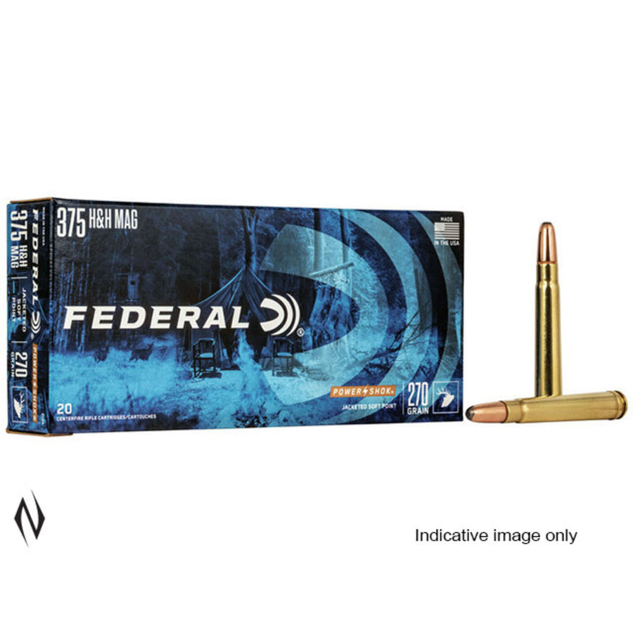 Federal Power-Shok 375 H&H 300 Grain - Soft Point - Centrefire Ammo - 20 Rounds .375 H-H