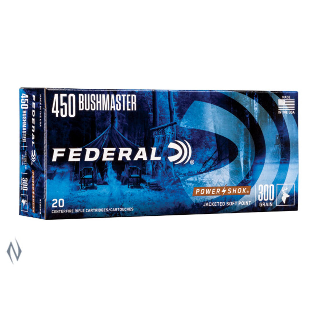 Federal Power-Shok 450 Bushmaster 300 Grain - Soft Point - Centrefire Ammo - 20 Rounds .450 BUSHMASTER