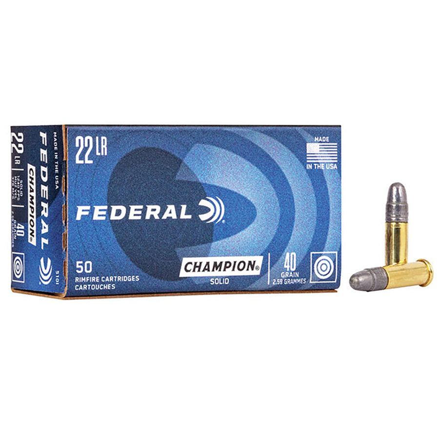 Federal Champion Solid Hv .22Lr 40Gr 1240Fps Rimfire Ammo - 50 Rounds .22 LR