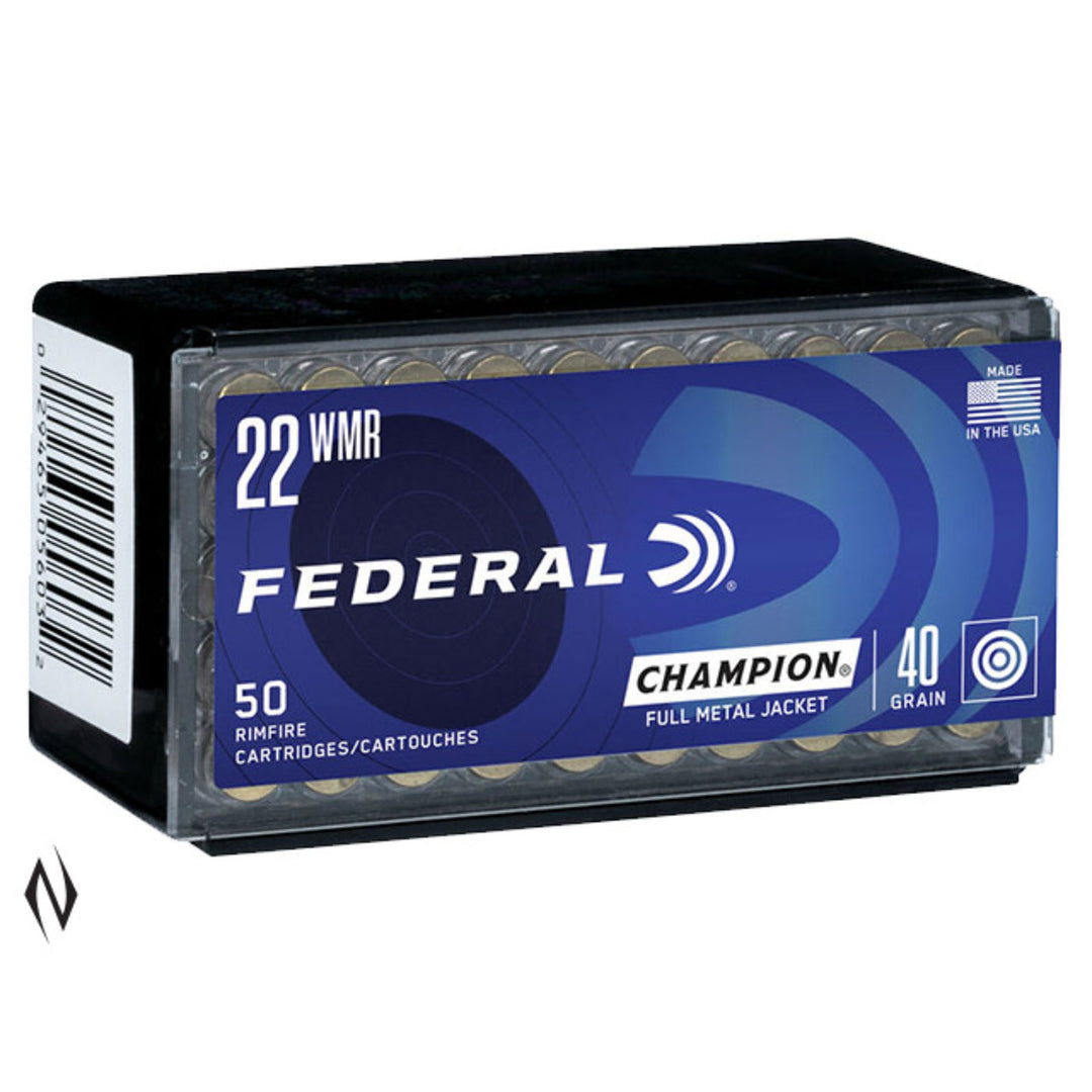 Federal Champion 22 WMR 40 Grain - 1880 FPS - Full Metal Jacket - Rimfire Ammo - 50 Rounds .22 WMR