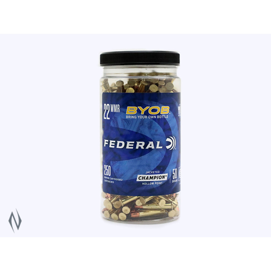 Federal JHP 22 WMR 50 Grain - Jacketed Hollow Point - Rimfire Ammo - 250 Rounds .22 WMR