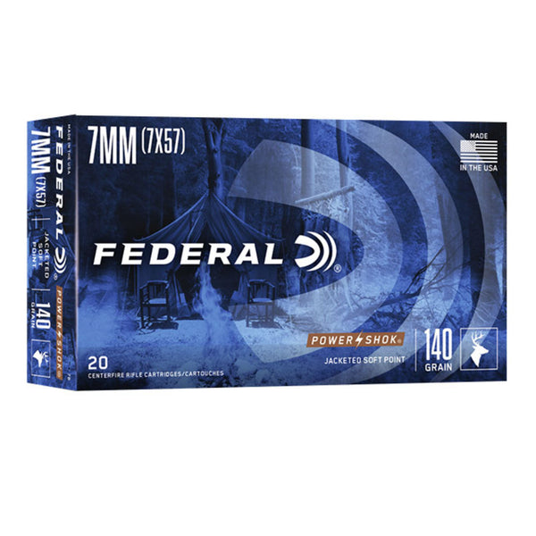 Federal Power-Shok 7mm Mauser 140 Grain - Soft Point - Centrefire Ammo - 20 Rounds