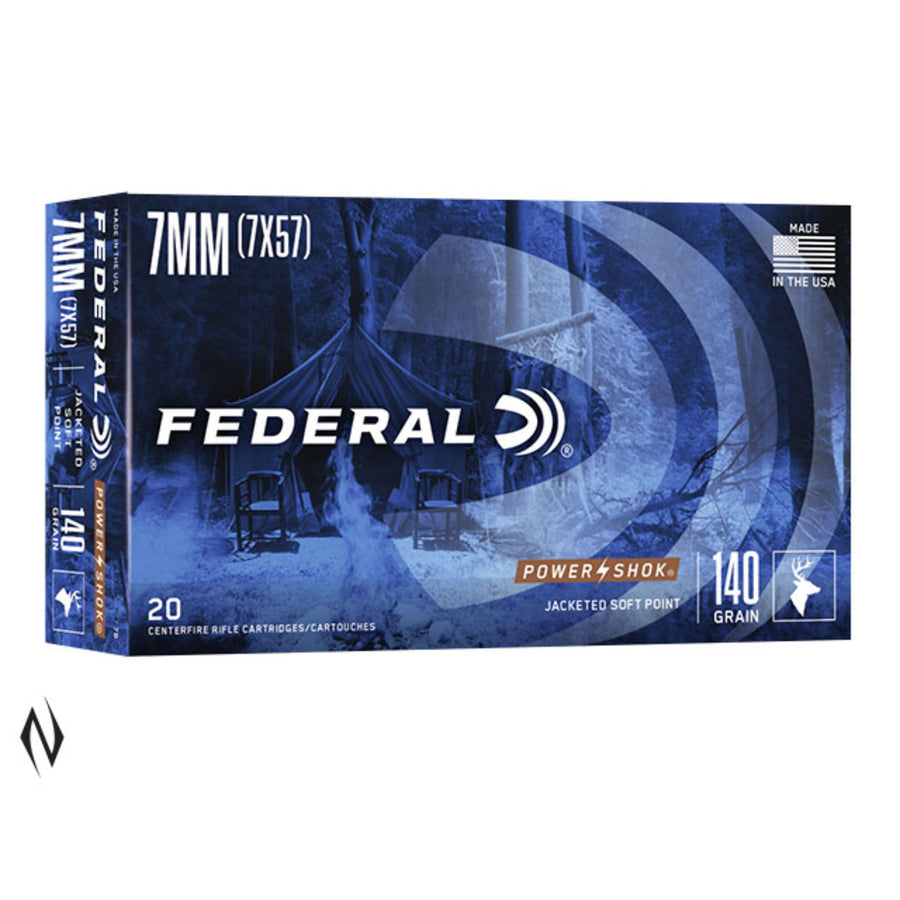 Federal Power-Shok 7mm Mauser 140 Grain - Soft Point - Centrefire Ammo - 20 Rounds 7MM REM MAG