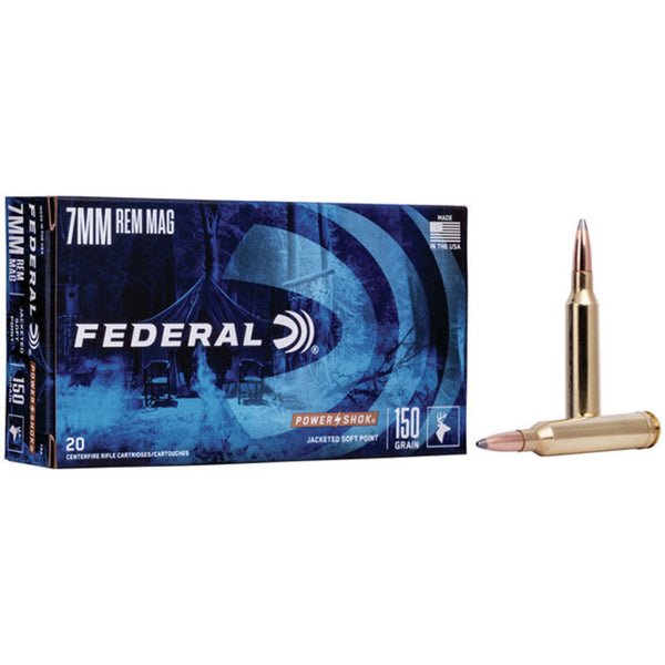 Federal Power-Shok 7mm Rem Mag 150 Grain - Soft Point - Centrefire Ammo - 20 Rounds
