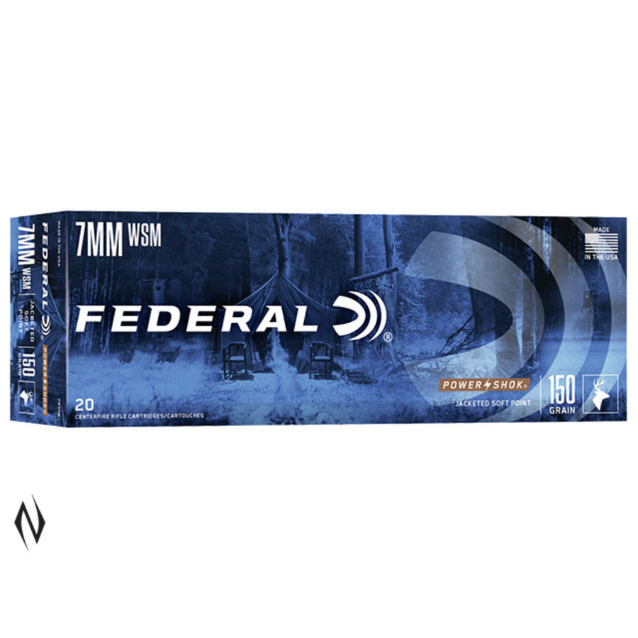 Federal Power-Shok 7mm WSM 150 Grain - Soft Point - Centrefire Ammo - 20 Rounds .7MM WSM