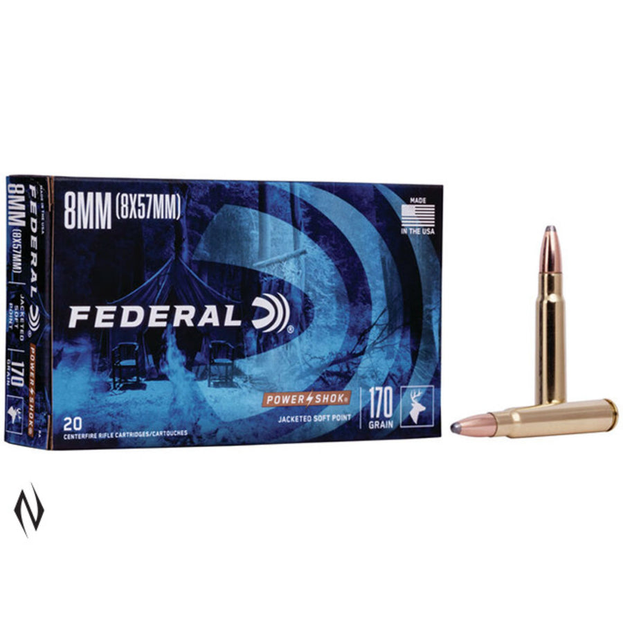 Federal Power-Shok 8x57mm Mauser 170 Grain - Soft Point - Centrefire Ammo - 20 Rounds 8x57mm