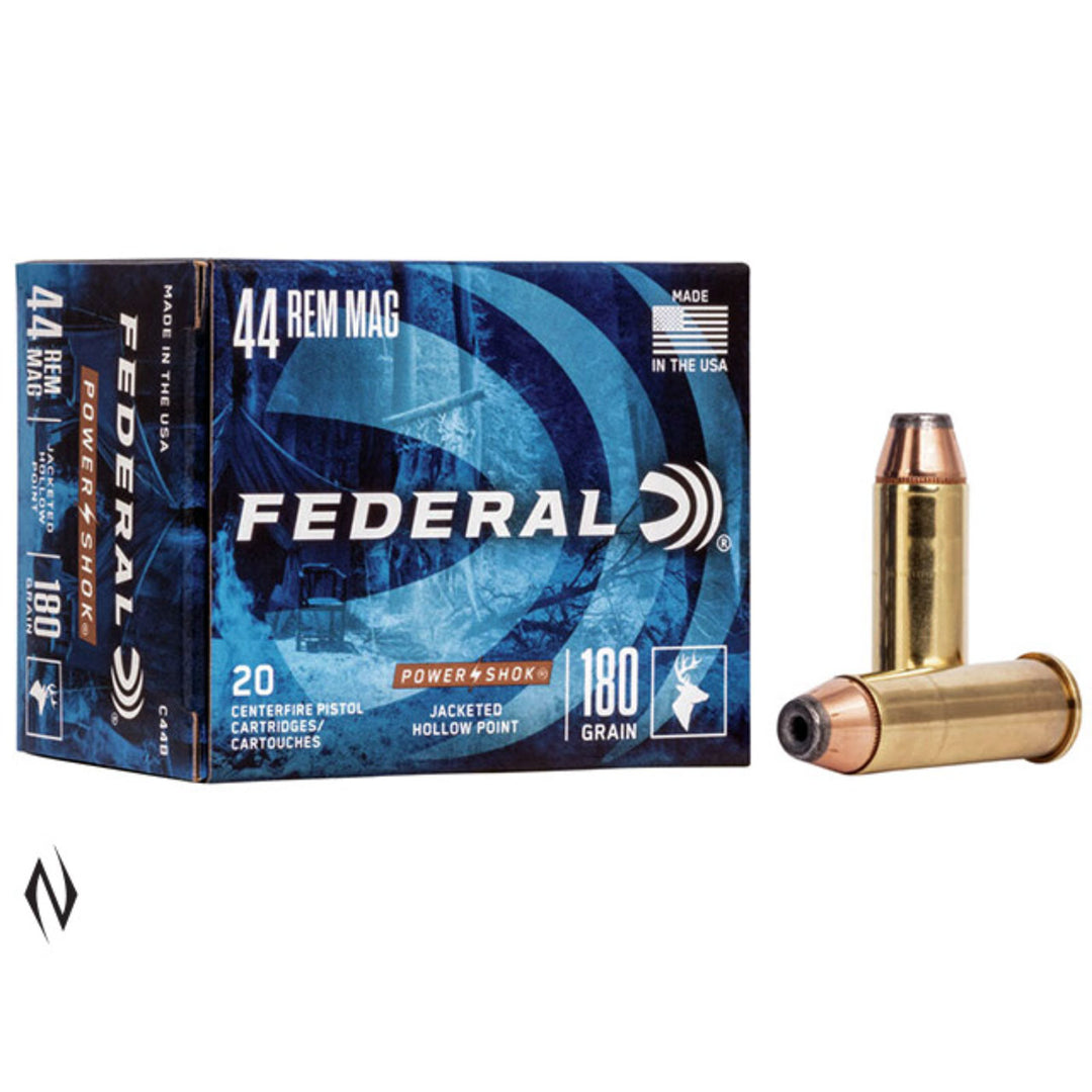 Federal Power-Shok 44 Mag 180 Grain - Jacketed Hollow Point - Centrefire Ammo - 20 Rounds .44 MAG