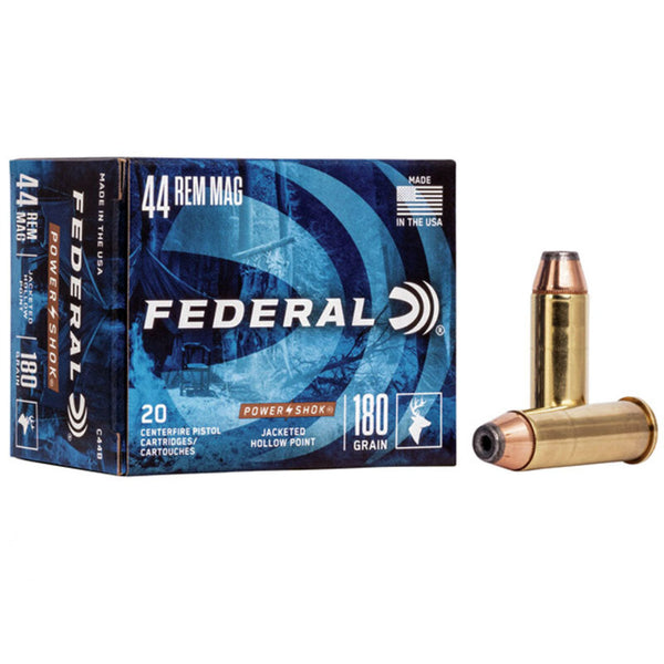 Federal Power-Shok 44 Mag 180 Grain - Jacketed Hollow Point - Centrefire Ammo - 20 Rounds
