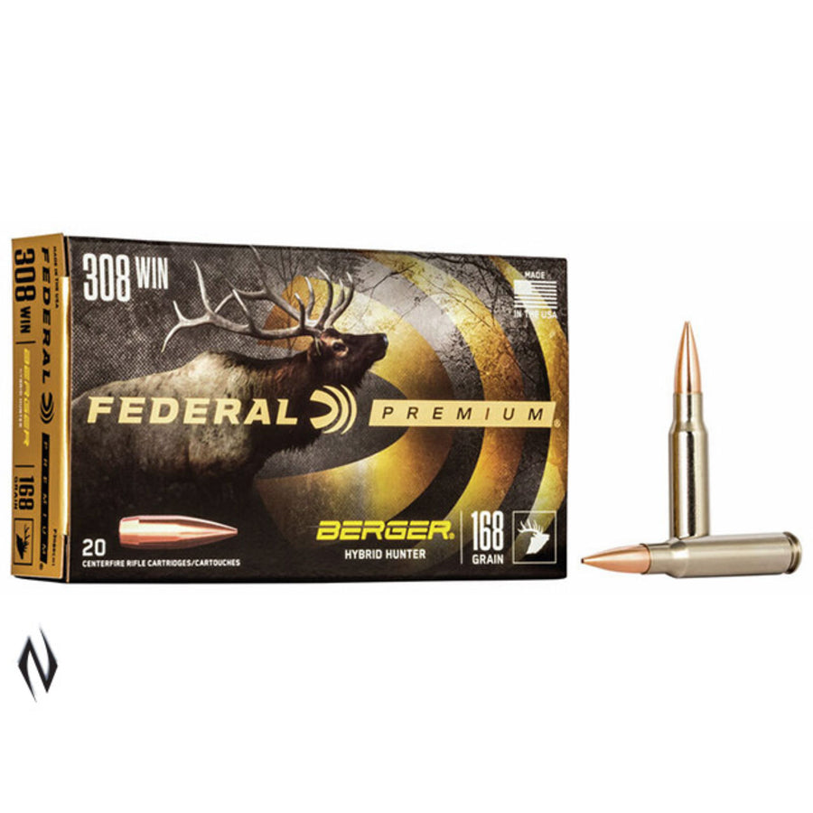 Federal Berger Hunter 308 Win 168 Grain - Centrefire Ammo - 20 Rounds .308 WIN