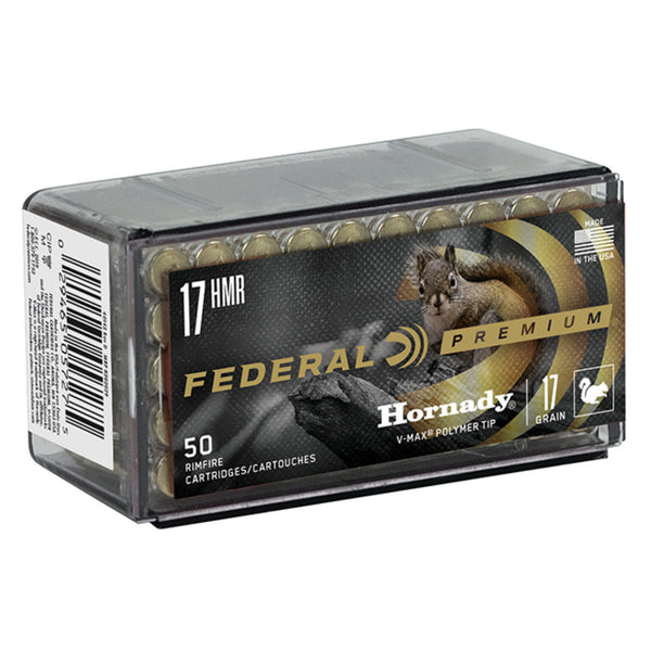 Federal VMAX 17 HMR 17 Grain - 2550 FPS - Polymer Tip - Rimfire Ammo - 50 Rounds