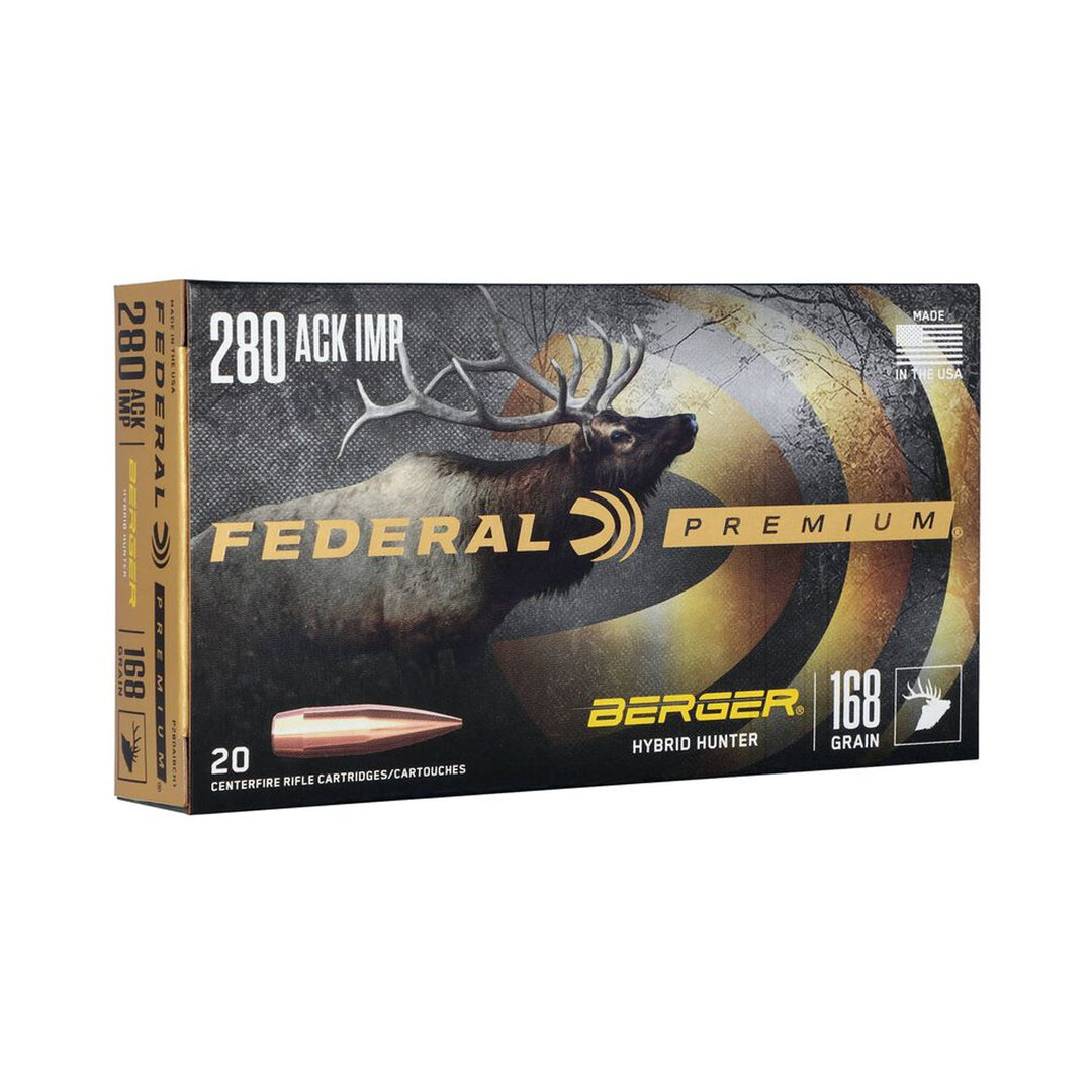 Federal Premium 280ACK IMP 168gr 2800FPS Berger Hybrid Hunter Centrefire Ammo - 20 Rounds