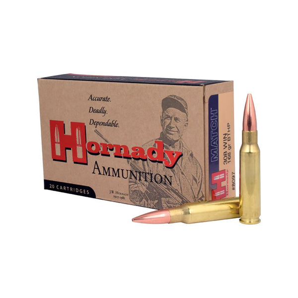 Hornady .308 WIN 168gr BTHP MATCH Ammo - 20 Rounds