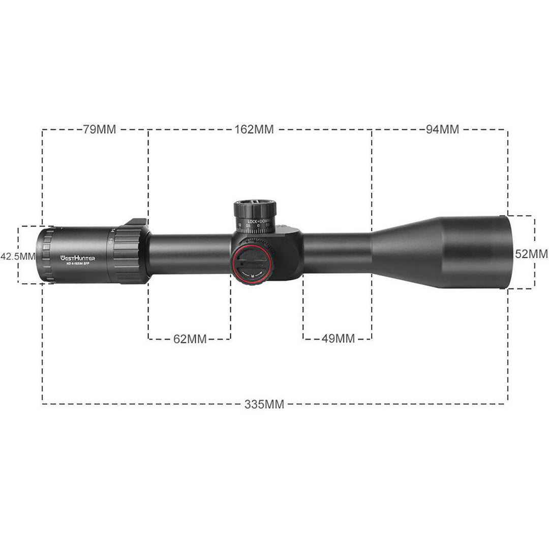 West Hunter HD 4-16x44 SFP Rifle Scope Black