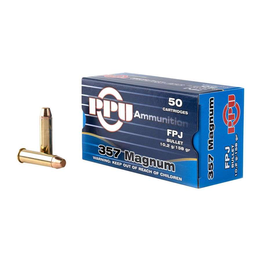 PPU 357 158Gr Flat Point Jacketed Centrefire Ammo - 20 Rounds