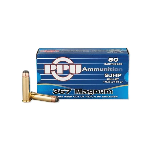 PPU 357 158gr SJHP Centrefire Ammo - 50 Rounds