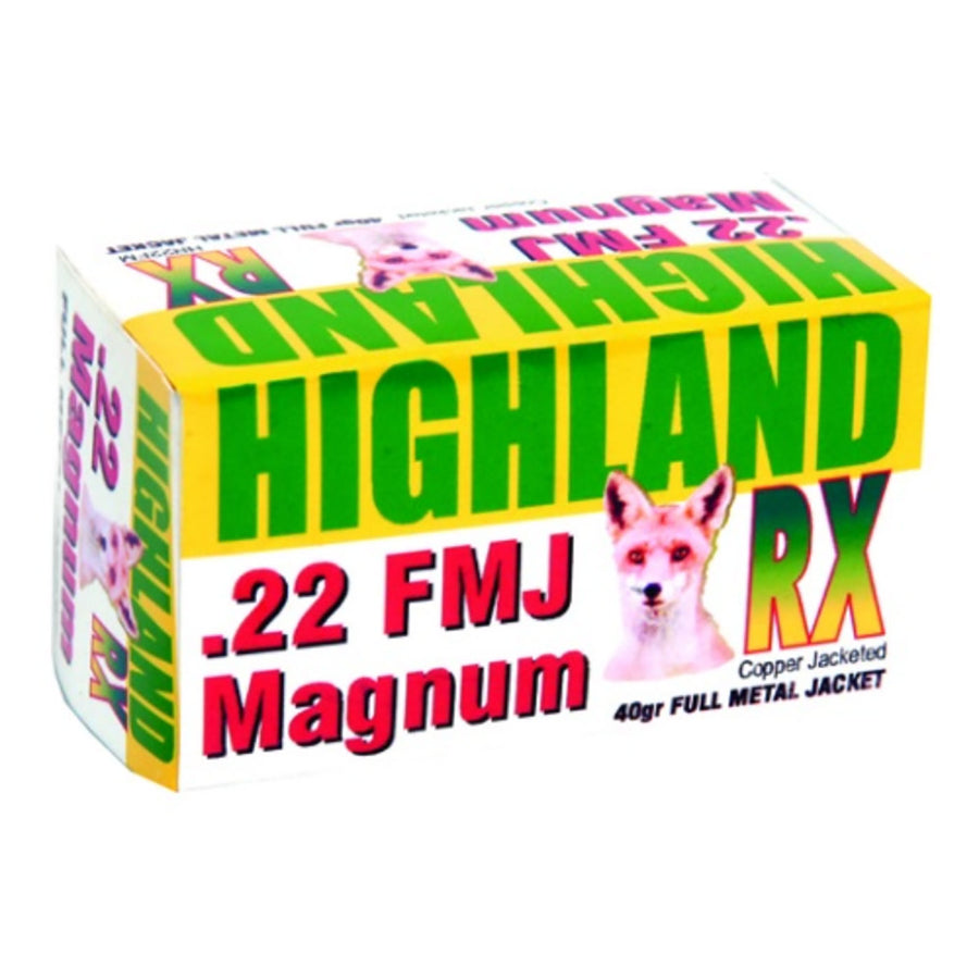 Highland .22 WMR RX High Velocity FMJ ammo - 50 Rounds .22 WMR