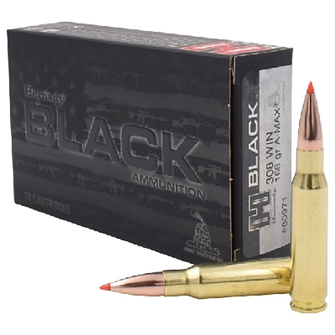 Hornady A-Max Black 308 Win 168Gr Polymer Tip Centrefire Ammo - 20 Rounds