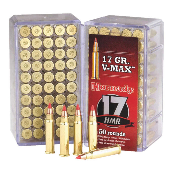 Hornady V-Max 17 HMR 17Gr Polymer Tip Rimfire Ammo - 50 Rounds