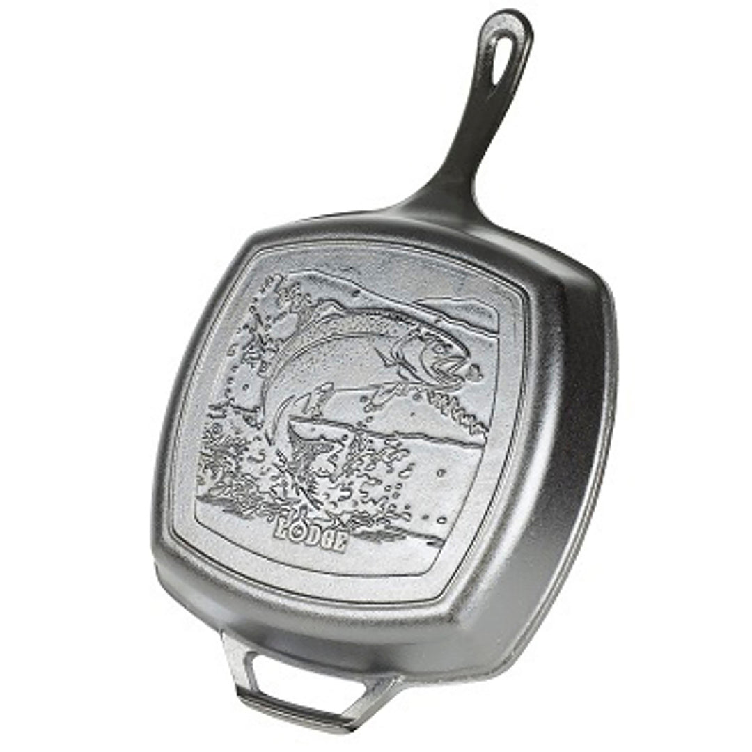 Lodge Wildlife Series Square Cast Iron Fish Grill Pan - 10.5 Inch