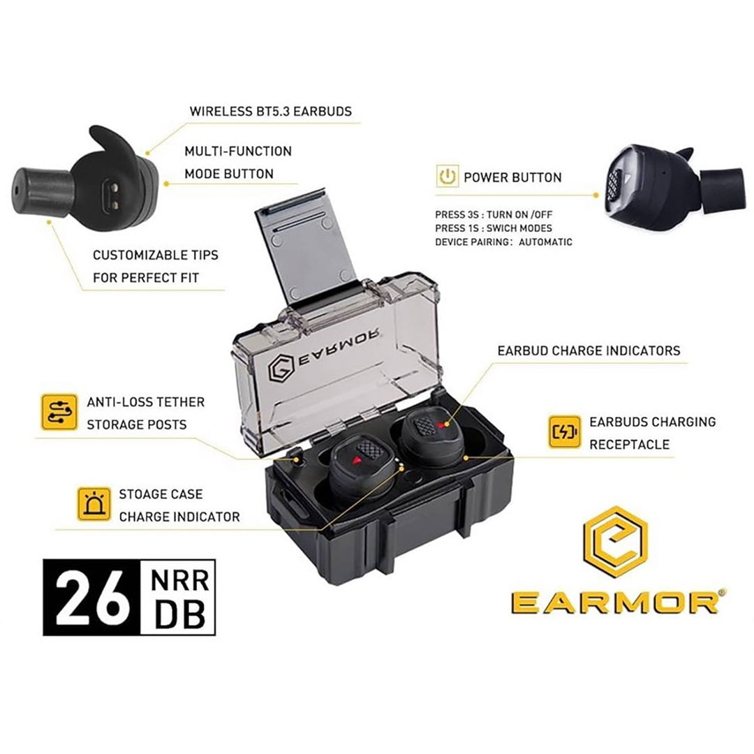 Earmor M20T Bluetooth Electronic Earplugs - Tactical Green