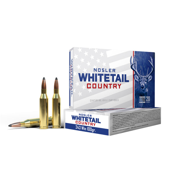 Nosler Whitetail Ammo 243 WIN 100GR Sb Sp Centrefire Ammo - 20 Rounds