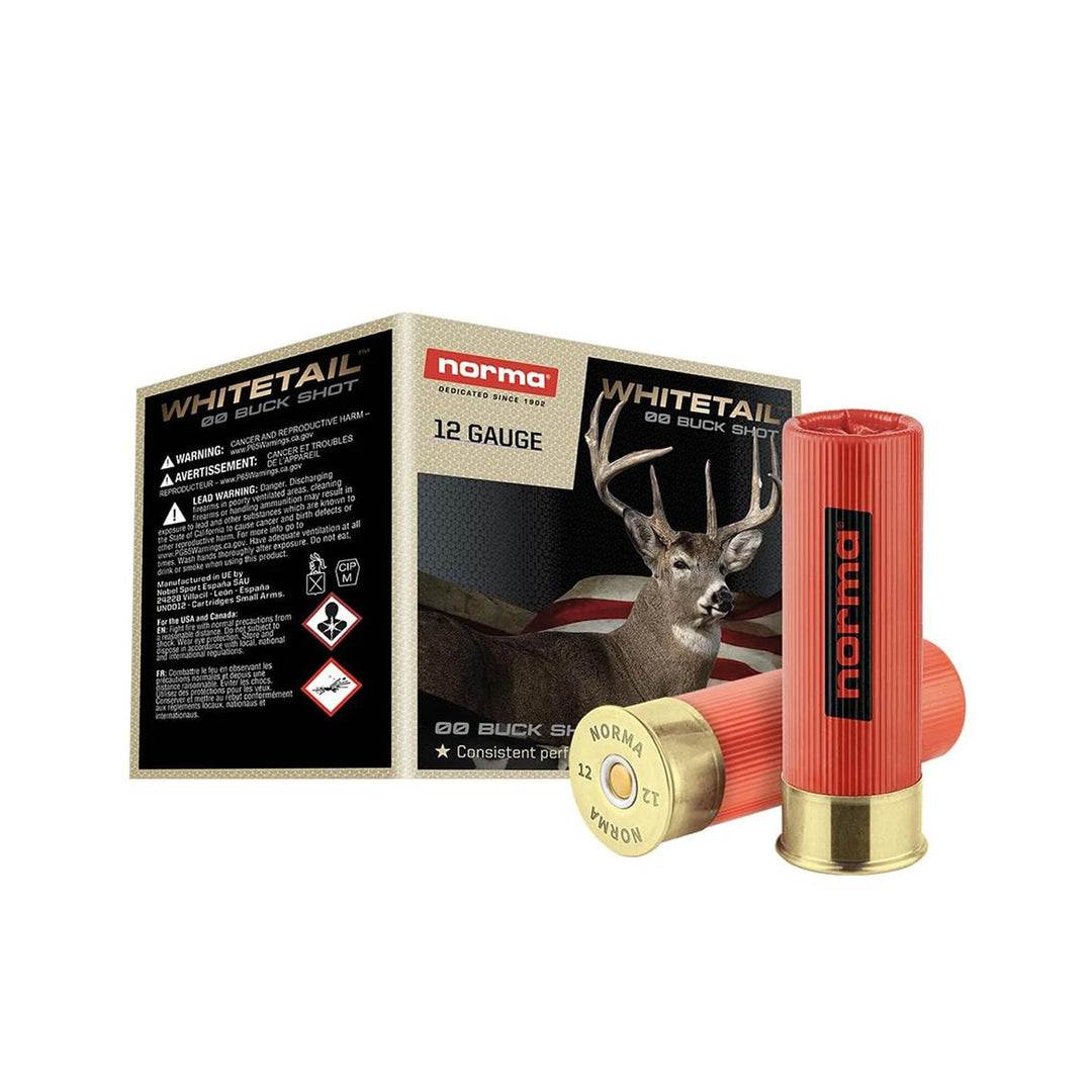 Norma Whitetail 12G 2-3/4in 1345fps 00SG 9 Pellet Buckshot - 25 Rounds