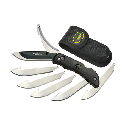 Outdoor Edge Razor-Pro Guthook Black Replaceable Blade Knife + 6 Spare blades