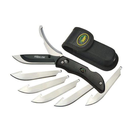 Outdoor Edge Razor-Pro Guthook Black Replaceable Blade Knife + 6 Spare blades