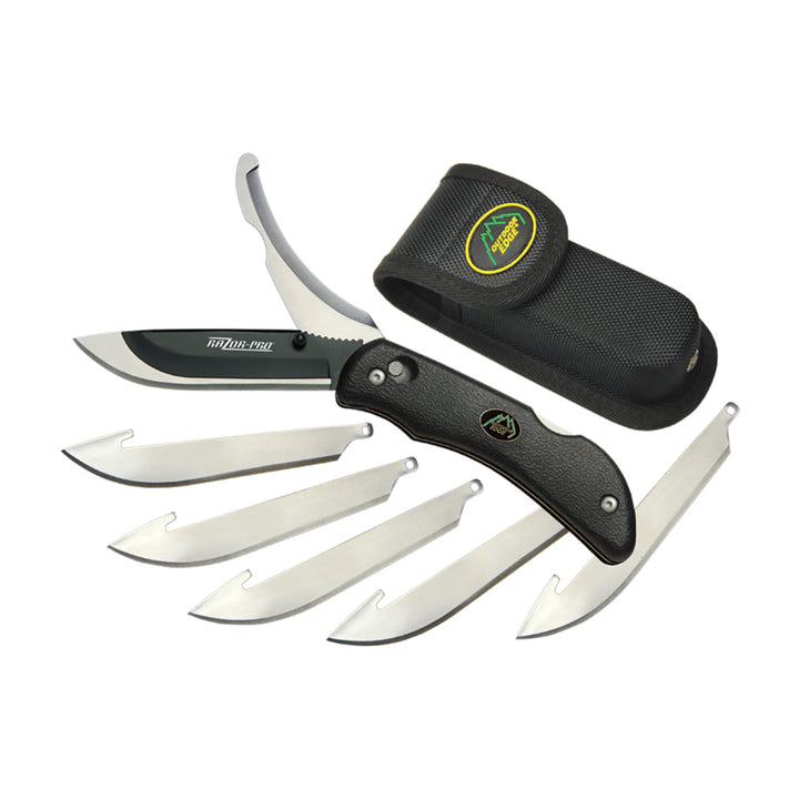 Outdoor Edge Razor-Pro Guthook Black Replaceable Blade Knife + 6 Spare blades