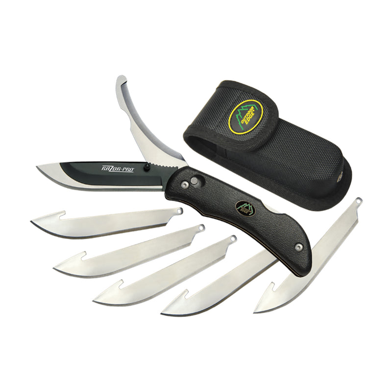 Outdoor Edge Razor-Pro Guthook Black Replaceable Blade Knife + 6 Spare blades