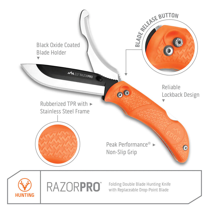 Outdoor Edge Razor-Pro With Guthook + 6 Spare Blades
