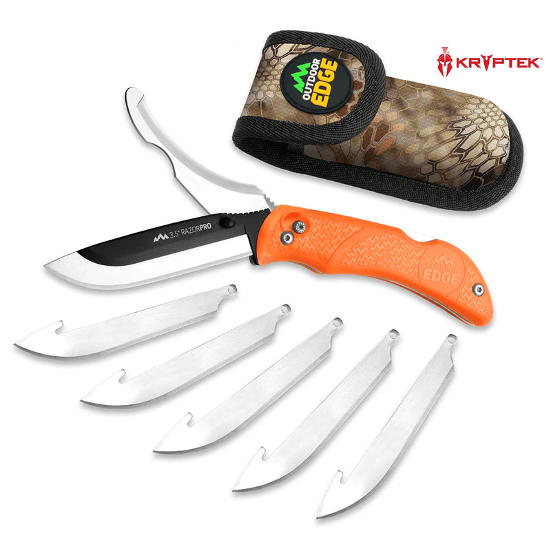 Outdoor Edge Razor-Pro Guthook Replaceable Blade Knife + 5 Spare Blades
