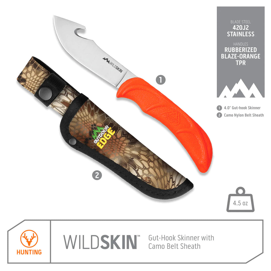 Outdoor Edge Wild-Skin Knife with Gut Hook