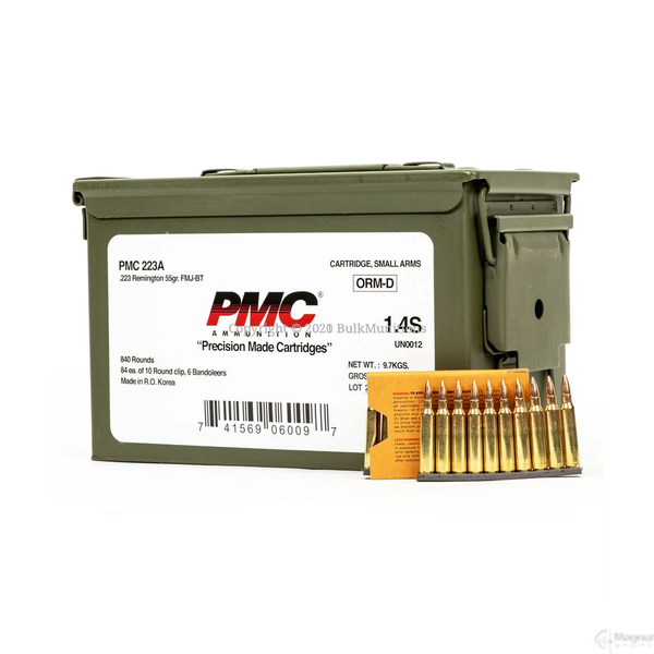 PMC Bronze Line 55 Grain .223 REM FMJ Centrefire Ammo - 840 Rounds w Ammo Can