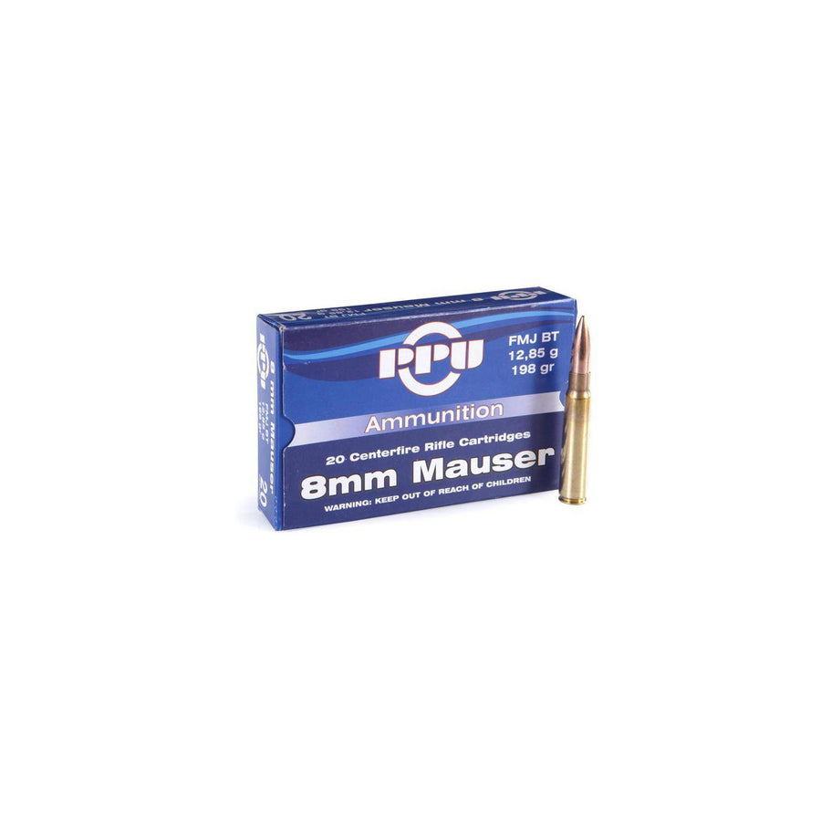 PPU 8x57 Mauser 175gr Pointed Soft Point BT Centrefire Ammo - 20 Rounds