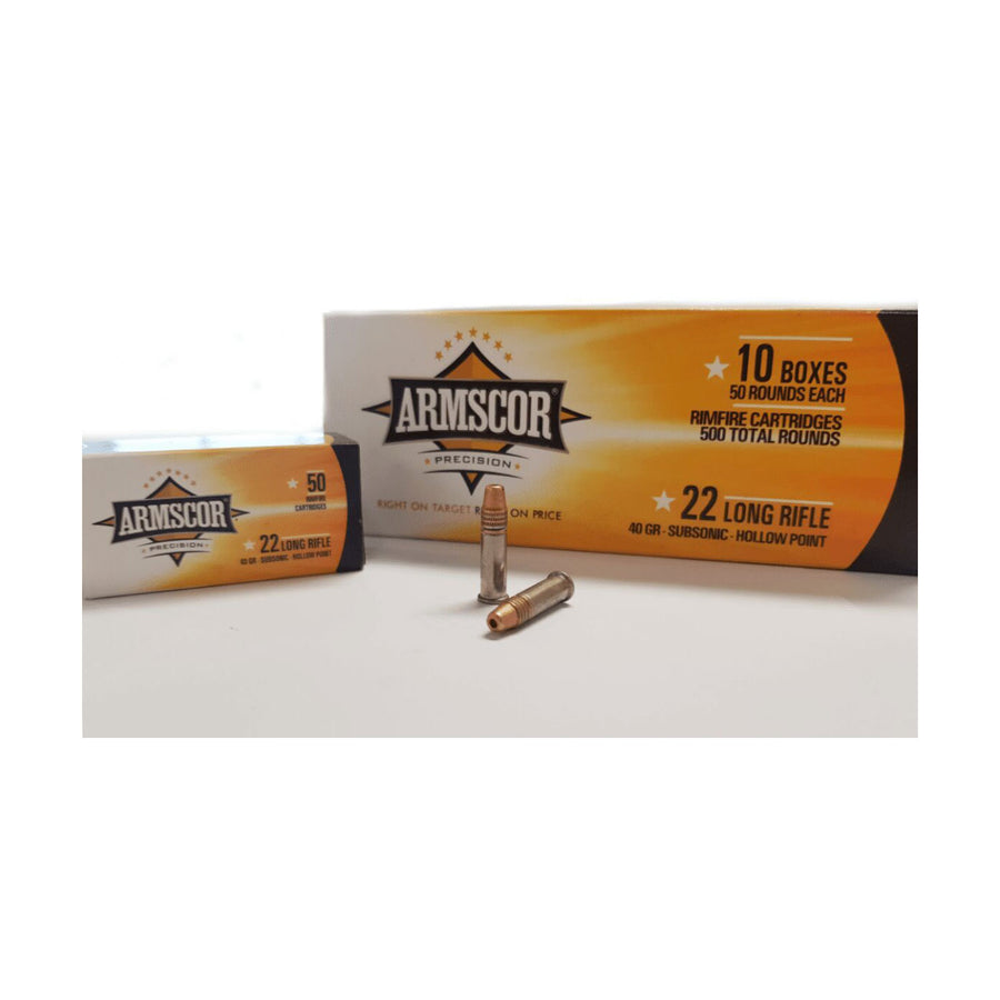 PPU Armscor 22lr Subsonic 40gr HP Rimfire Ammo - 50 Rounds