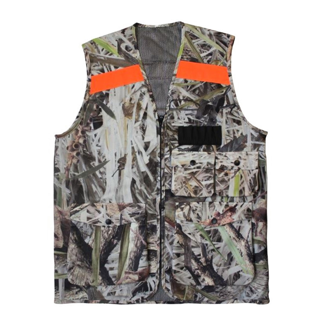 Pro-Tactical 4 Pocket Koorangie Camo Vest with Neon Orange Strip