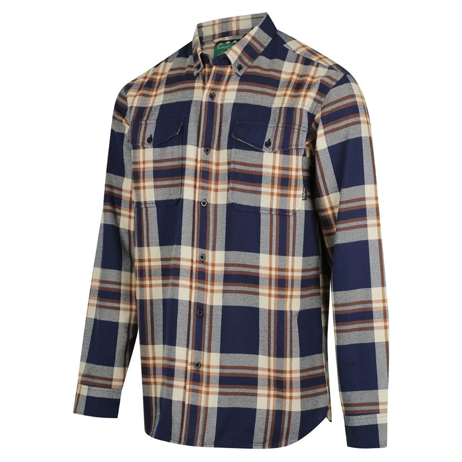 Ridgeline Organic Check Shirt - Navy/Brown