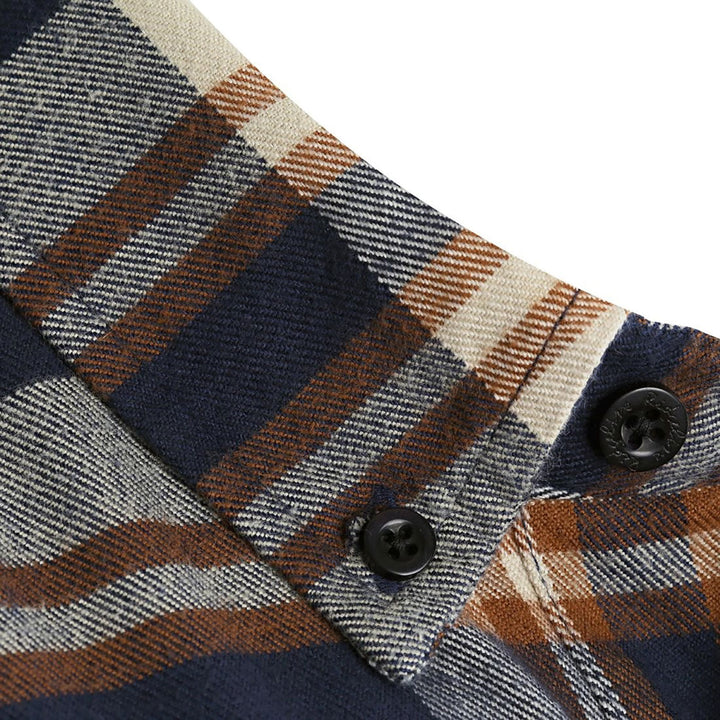 Ridgeline Organic Check Shirt - Navy/Brown