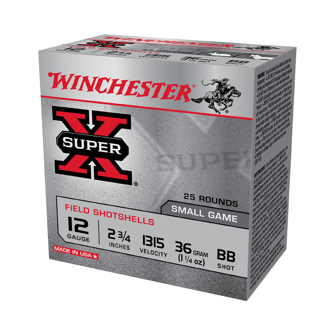 Winchester Super X 12G Shot Shell Ammo - BB - 2-3/4in - 36gm - 25 Rounds