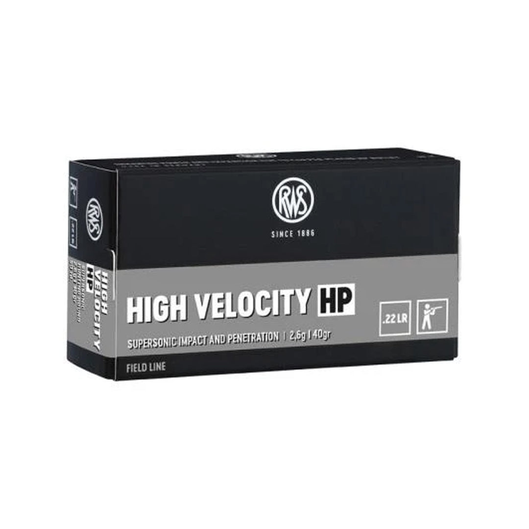 RWS High Velocity .22 LR 40gr 1263fps HP Rimfire Ammo - 50 Rounds