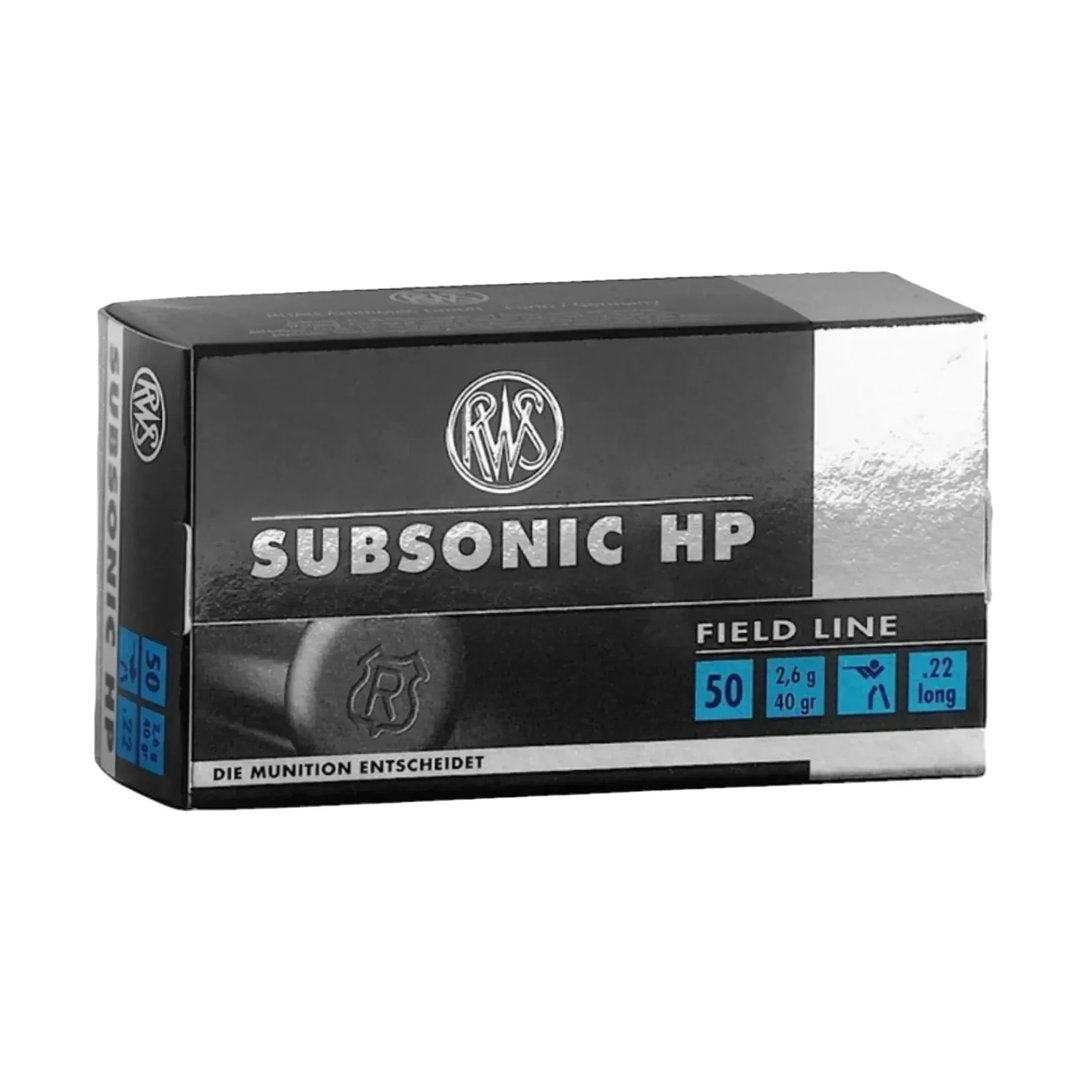RWS Subsonic HP .22 LR 40gr 1033fps LHP Rimfire Ammo - 50 Rounds
