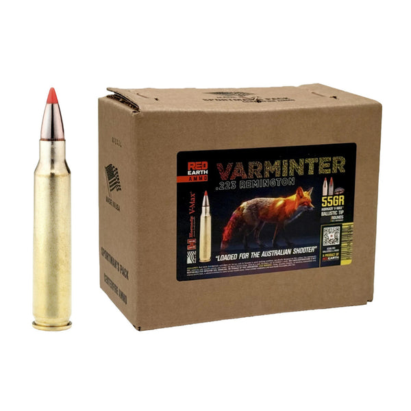 Red Earth Ammo 55gr Hornady V-Max .223 REM Centrefire Ammo - 500 Rounds