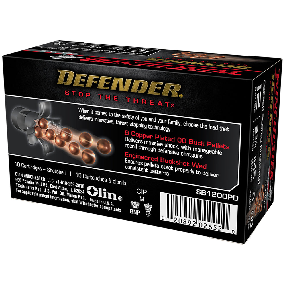 Winchester Supreme Elite Defender 12G 2-3/4 9Pellet Shotshell Ammo - Slab/250Shots 12 GAUGE