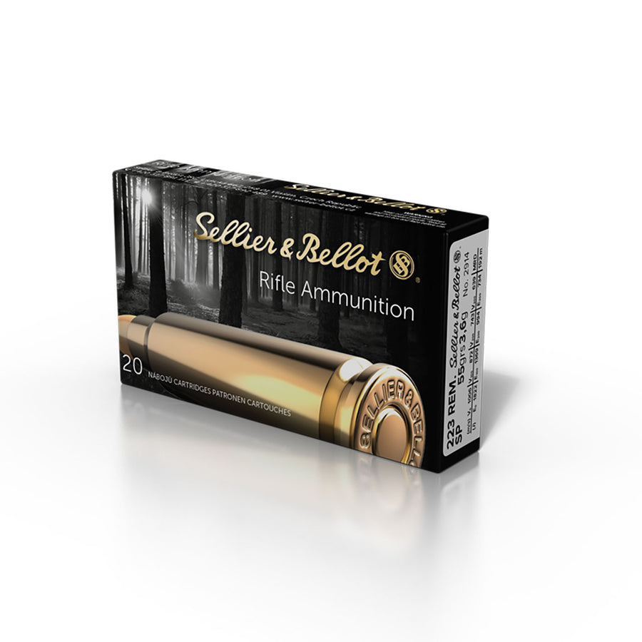 Sellier and Bellot .223 REM 55gr SP Centrefire Ammo - 20 Rounds