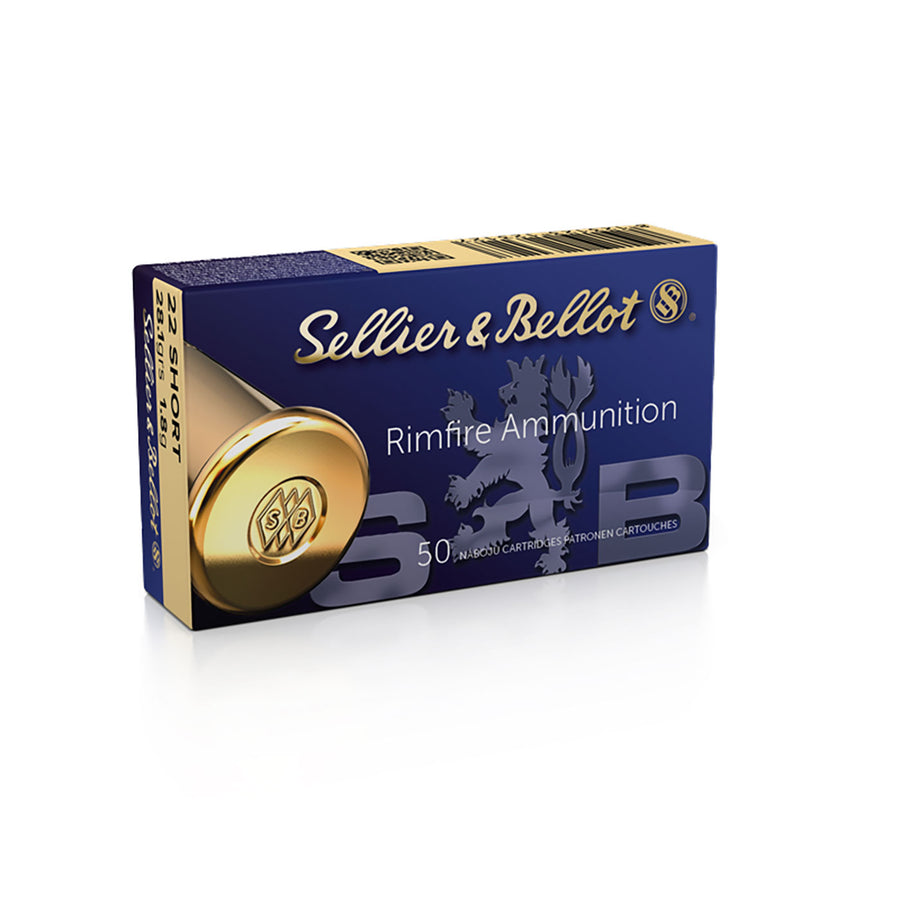 Sellier and Bellot 22 Short 28gr LRN Rimfire Ammo - 50 Rounds'
