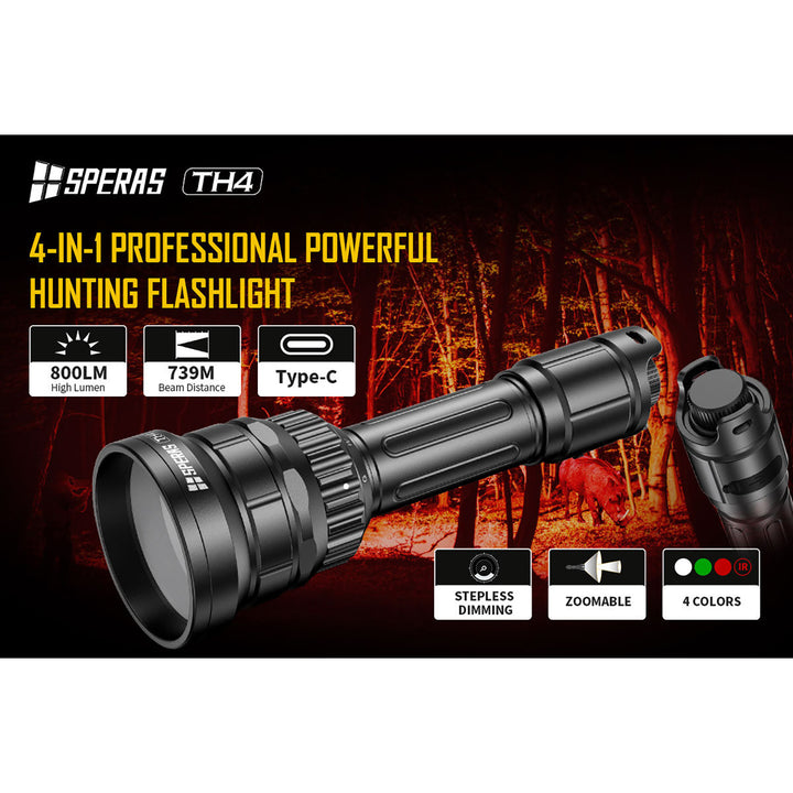 Speras White, Red and IR Led Hunting Flashlight - 800 Lumens